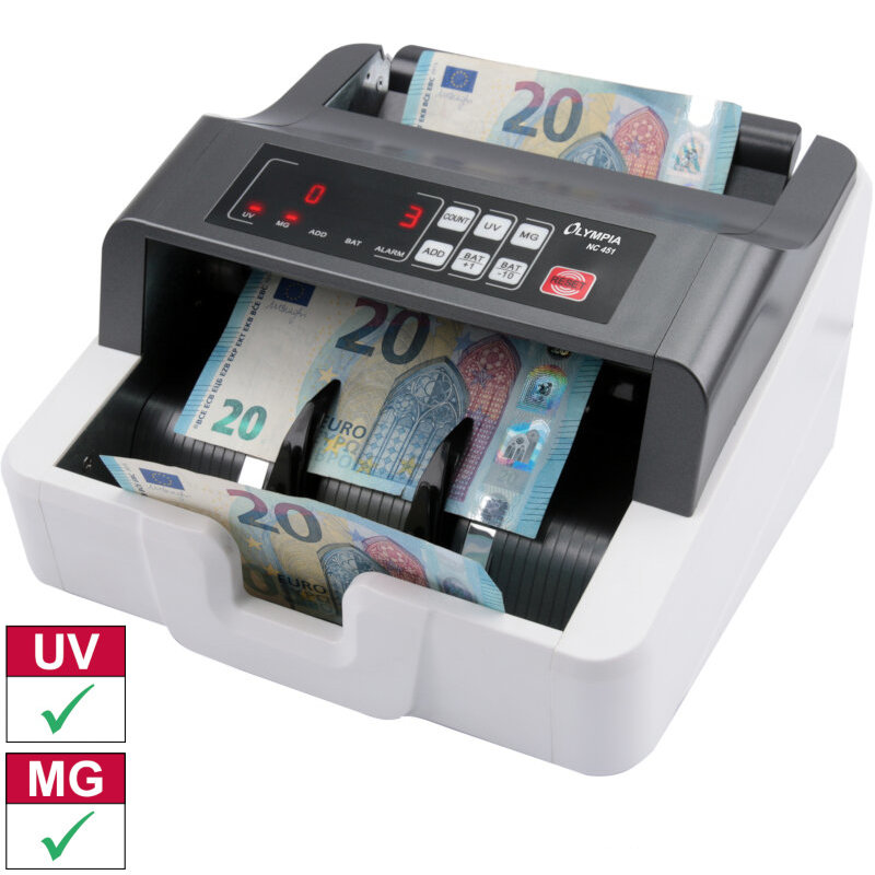 Olympia NC 451 Μετρητής και Ελεγκτής Γνησιότητας Χαρτονομισμάτων 2 Αισθητήρων με Οθόνη Led